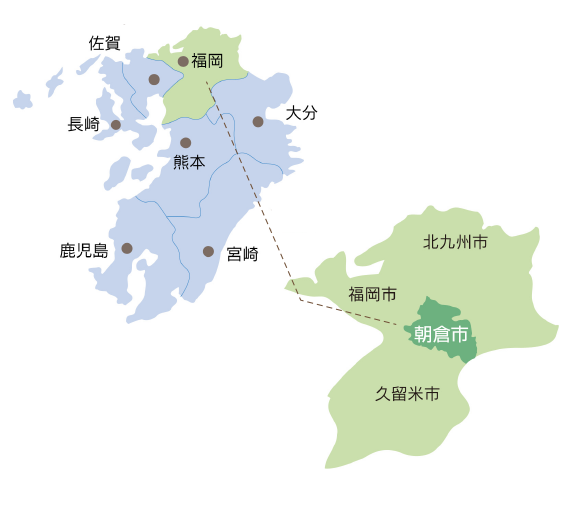 朝倉市の地図