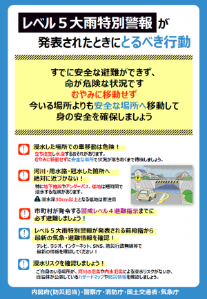 レベル5大雨特別警報チラシ表