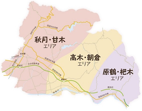 朝倉市エリアマップ
