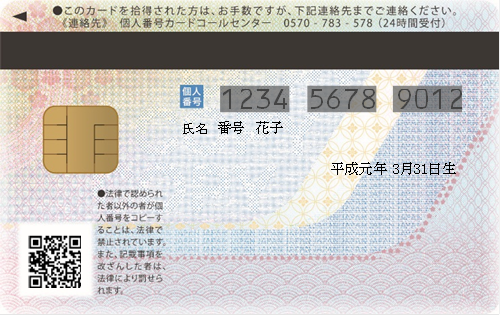 マイナンバーカード（裏）